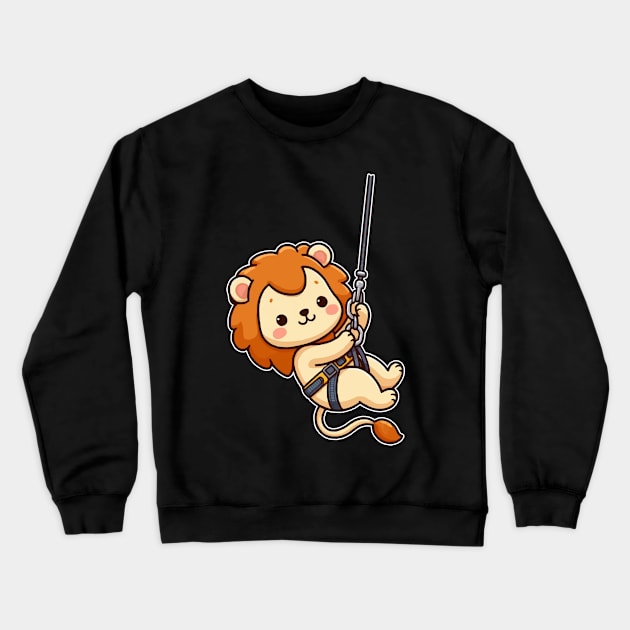 Funny lion Abseiling Crewneck Sweatshirt by fikriamrullah